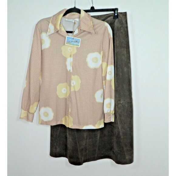 Vintage Brown Suede Skirt Size 12 Leather Maxi A-Line Flat Front - Picture 7 of 7